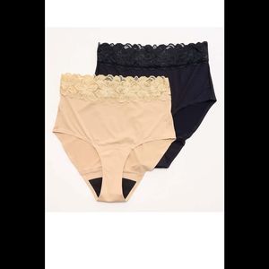 Anti x Proof 2-pack Lace Trim High Rise Resistant Briefs Black/Oatmeal -